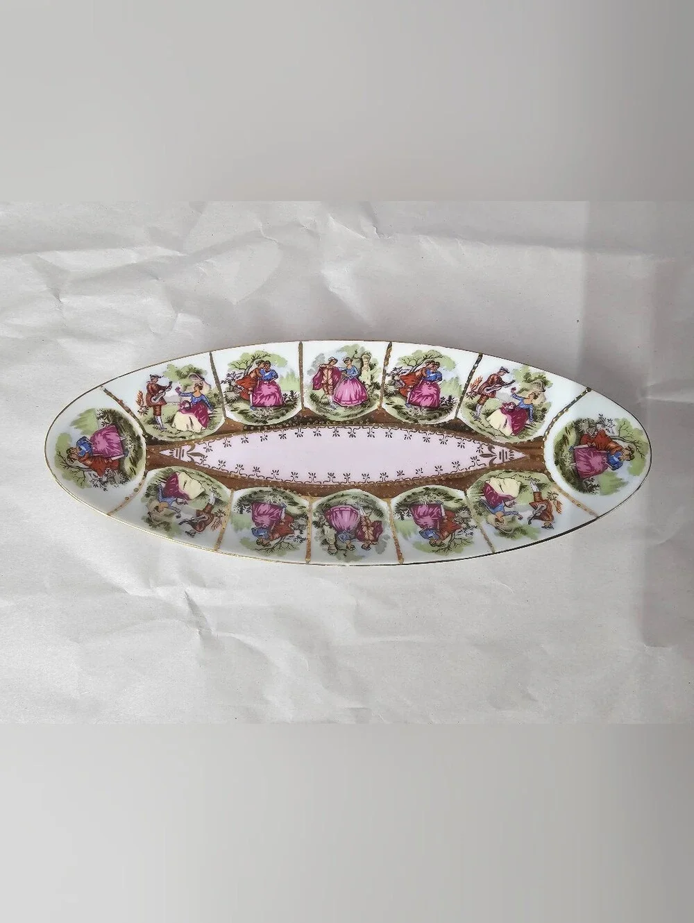 Vintage Royal Vienna Style Courting Couple Porcelain Relish Dish